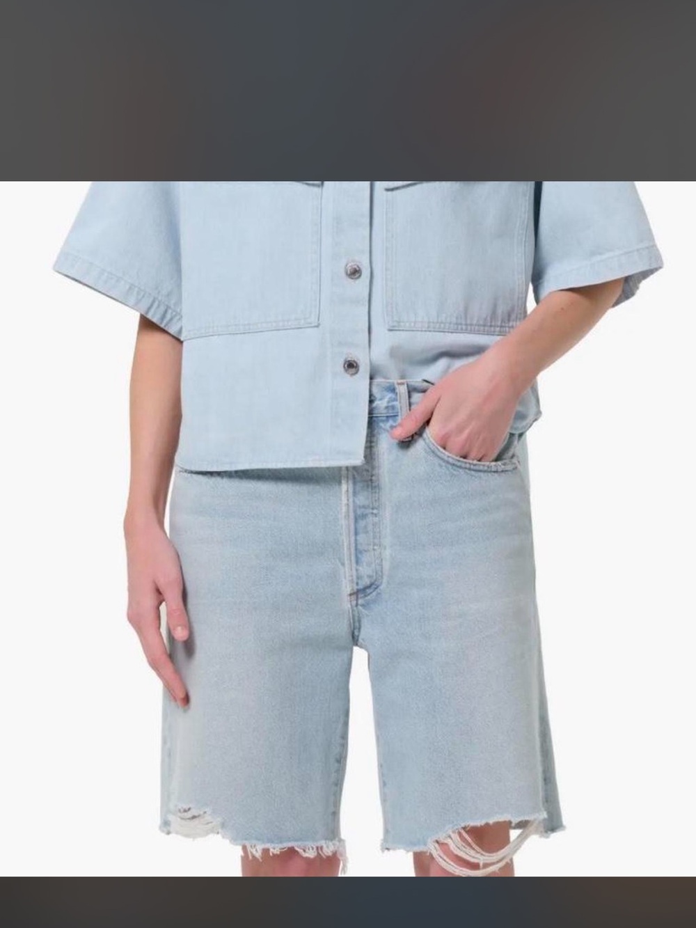 Agolde Light Blue Boyfriend Shorts